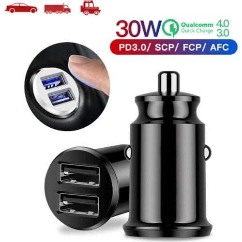 Dual USB Fast Car Charger usb Car Charger PD QC 3.0 Mini Car Phone Charger for iphone 11 pro Max 7 8 plus Samsung huawei xiaomi