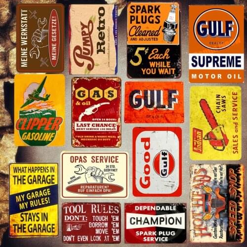 Sales and Service Plaque Vintage Metal Tin Signs Car Garage Decorative Plates Spark Pulg Wall Sticker Gas Oil Art Poster ZSS39