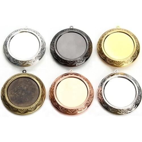 1PC 30mm Phase Box pendant Settings Cabochon Base Photo Blank Frame Base Tray Bezel For Cameo Cabochons DIY Necklace Charms