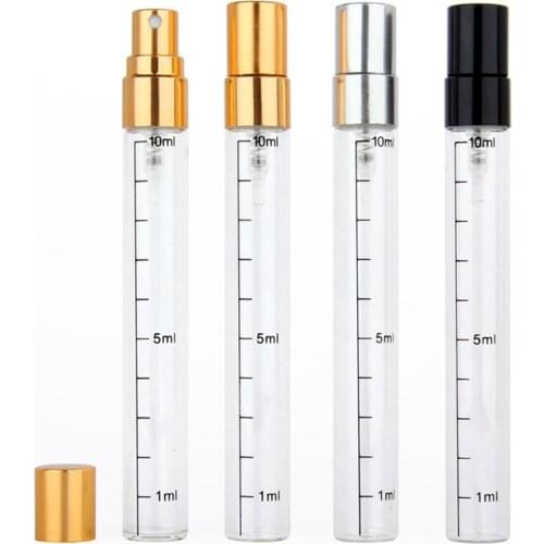 10Pcs/lot 10ml 2ml Transparent Scale Spray Bottle Empty Perfume Bottles Sprayvaporizer Travel Cosmetic Toner Hydrosol Silver Cap
