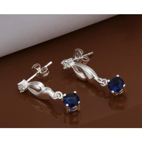 Hot Sale!!Free Shipping silver plated Earring,Fashion Sterling Silver Jewelry Austria Crystal Earrings SMTE474