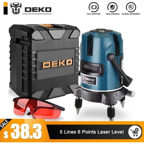 DEKOPRO 5 Lines 6 Points Laser Level 360 Vertical & Horizontal Rotary Cross Laser Line Leveling with Outdoor Mode