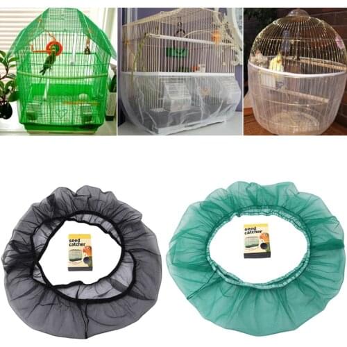 Easy Cleaning Bird Cage Covers Mesh Seed Catcher Guard Bird Cage Net Shell Skirt Dust-proof Airy Mesh Parrot Cage Cover 2 Sizes