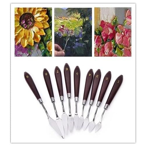 1PC Professional Stainless Steel Painting Palette Knife Oil Paint Spatula Palette Tool Mixing Scraper Art Tool 18 Sizes