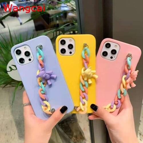 Cute Cartoon Bear Case For Huawei P50 Pro Nova 8 Pro P Smart 2021 2020 Mate 40 Pro Honor V40 10X 9X Lite Bear Bracelet Cover