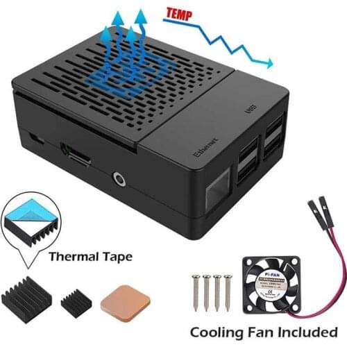 Elecrow Multifunction Kit for Raspberry Pi 3B+ Case with Cooling Fan +aluminum Heatsinks Black Box Shell for Raspberry Pi 3/2/B