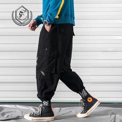 Men Loose Safari Style Pants Fashion Harem Jogger Staright Pants Ankle-Length Hip Hop Pants