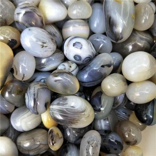Natural stones and minerals white agate tumbled stones healing crystals 100g
