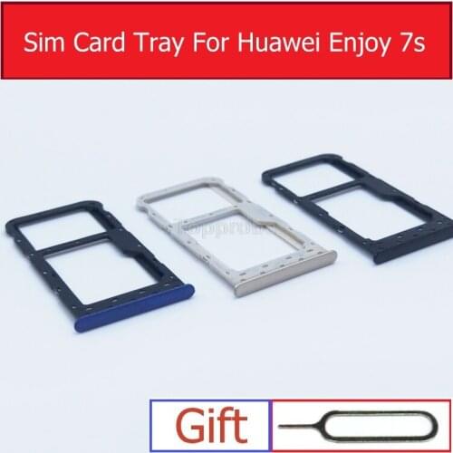 Genuine Micro SD & SIM Card Reader For Huawei Enjoy 7S FIG-AL00 AL10 TL00 TL10 Sim & Memory Slot Tray Holder Adapter Accessory