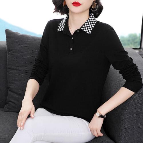 Casual Women T-Shirt Long Sleeve Korean Style Slim Basic Cotton Tshirt Top Womens Clothing Autumn Winter T Shirt Femme Plus Size