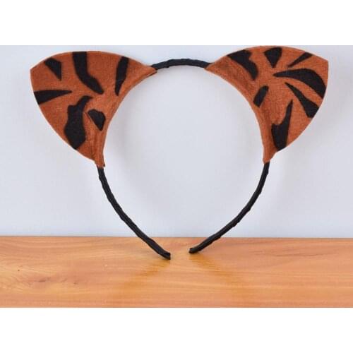 Tiger Headband Kids Halloween Tiger Felt Hair Accessories Photo Props Boys Girls Birthday Party Cute Animal Headband Cosplay
