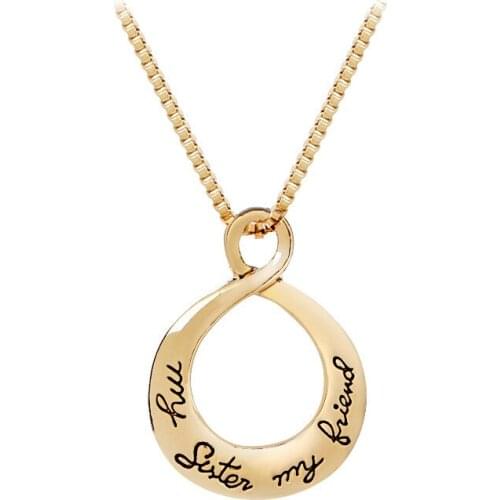 Vakki Alloy Hollow Out 3 Color Gold/rose Gold Necklace Letter My Sister My Friend Fashion Jewelry Accessories Gift