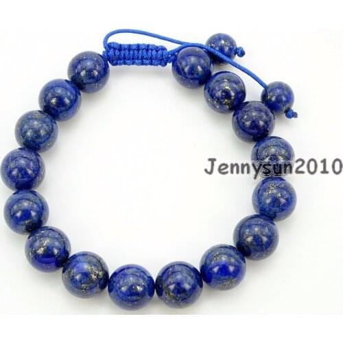 Handmade 10mm Adjustable Natural Lapis Lazuli Gems Stones Round Beads Bracelet Healing Reiki 5Strands/Pack