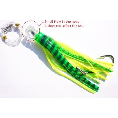 Fishing Lures Trolling Tuna Skirt Lures,8.5 Inch Fishing Saltwater Lures Rigged Hooks Big Game Fishing Lures Small Flaw
