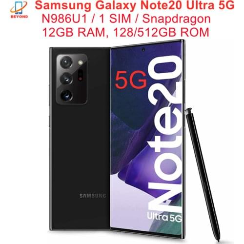 Samsung Galaxy Note20 Note 20 Ultra 5G N986U1 N986U 6.9" 12GB RAM 128GB Octa Core Snapdragon 108MP+12MP+12MP Original Cell Phone