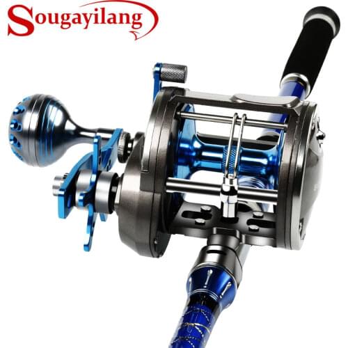 Sougayilang Trolling Baitcasting Reel Level Wind Full Metal Boat Saltwater Casting Reel -Right Hand