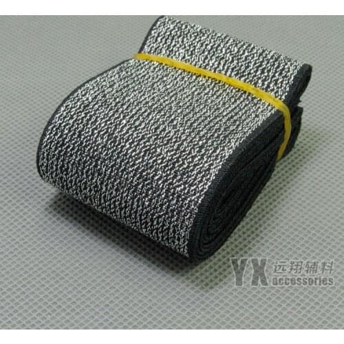 Bags skirt elastic band belt 20mm 25mm 38mm 50mm 60mm 70mm width elastic webbing 5meters black strap with silver silk