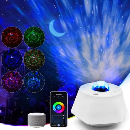 LED Moon Star Galaxy Projector Ocean Wave Night Light Rotate Starry Sky Projection Colorful Nebula Cloud Atmospher Nightlight