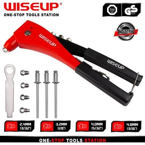 WISEUP Riveter Gun Hand Insert Blind Rivet Nut Tool Industrial Manual Nail Gun Mandrels For M2.4 M3.2 M4 M4.8 With 50pcs Rivnuts