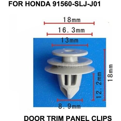 X10pcs OEM Nylon Door Trim Panel Retainer Clip 18x12mm 91560-SLJ-J01 For Honda Acura For Civic, For CR-V & For Pilot / Universal
