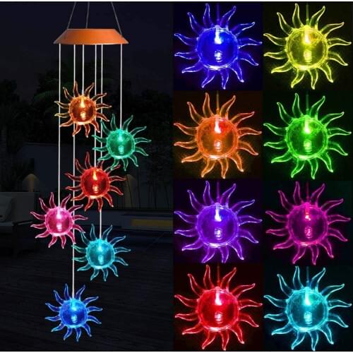 Colorful Waterproof Solar Garden Light Sun Wind Chime LED Light durable LED Lamp low power consumption Outdoor Garden Decor