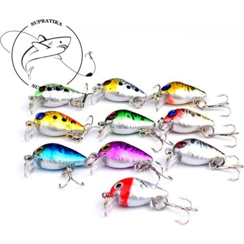 10Pcs/lot Lifelike Japan Mini Crank Lure Sea Fishing Hard Bait 2.6cm/1.6g Top Water Wobblers Artificial Pesca Isca Tackle