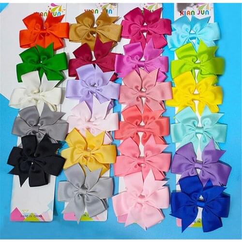 20pcs Colors Solid Grosgrain Ribbon cheer Bows Clips Hairpin Girls hair bows Boutique Hair Clip Headware Kids Hair Accessories