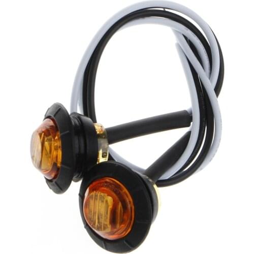 2021 New 2X Mini Amber 3/4" Round Side 3 LED Marker Trailer Car Bullet Light Waterproof