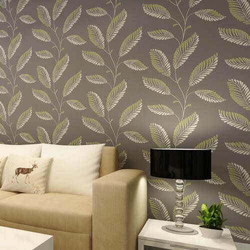Beibehang Modern Simple 3D Stereo Relief Flocking Wallpapers Living Room TV Background Wall Green Nonwovens Wallpaper