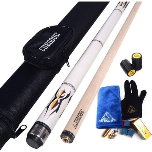 Cuesoul White 58" Billiard Pool Cue Stick with 11.5/12.75 mm Cue Tip & with Cue Case