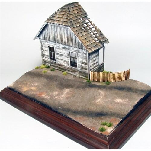 1:35 Wooden European House No.2 Battlefield Military Scene Model 3D Puzzle DIY Part Painting Educational Toys Gift for Children