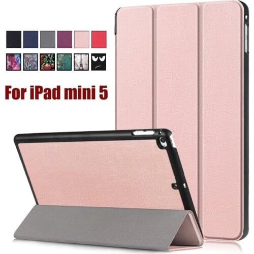 For Apple 2019 New iPad mini 5 Business Painted Sleep Wakup PU Leather Book Flip Smart Cover Case for iPad mini 5