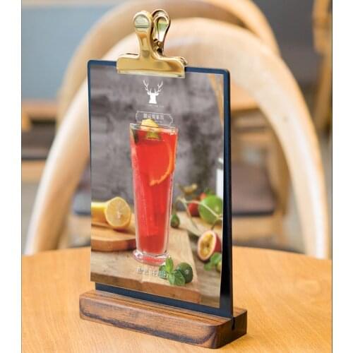 A4 Chalkboard Message Sign Holder Board Stand Wood Base Menu Paper Place Cards Holder For Restaurant & Cafes, Parties & Food