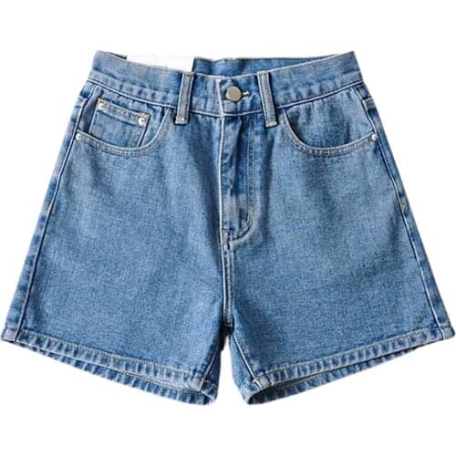 Denim Shorts Pants Women Casual Wide Legs Sports Trousers Yoga High Waist Drawstring Loose Rolled Bottoms Clothes Summer Vintage