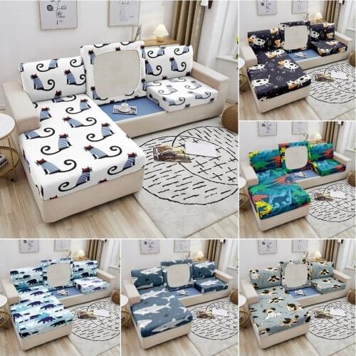 1/2/3/4 Seater Cartoon Animals Sofa Seat Cushion Cover Elastic Solid Sofa Covers For Living Room Removable Furniture Protector