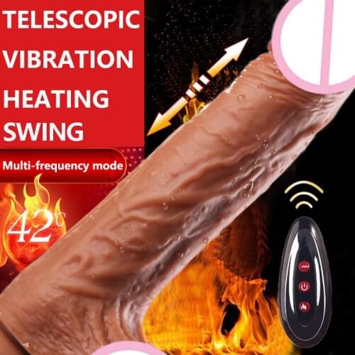 Erotic Telescopic Heating Dildo Vibrator For Women Male Artificial Penis Vibrating Thrusting Swing Dildo With Suction Cup Sextoy
