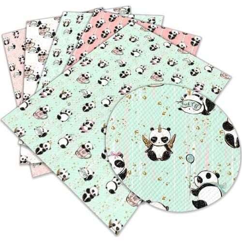 Cute Panda Printed Faux Artificial Synthetic Leather 30 cm x 136 cm for Patchwork DIY Accessories L05