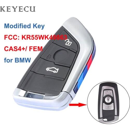 Keyecu CAS4+ / FEM Modified Car Smart Remote Key with 3 Button 315MHz/ 433MHz/ 868MHz - FOB for BMW F Series, FCC: KR55WK49863