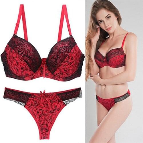 Big Size Bra Set 34/75 36/80 38/85 40/90 B C D DD E cup Floral cueca push up mother bra Women Sexy Lace Bra Panty Sets Bra