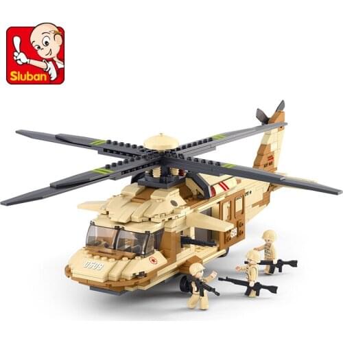 SLuban Air Force Series Military Helicopter Model Building Block Minifigures Educational Toy Childrens Toy For Kids Christmas