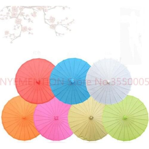 20pcs/lot Children Size Small Chinese Art Craft Umbrella Blank Paper Long Handle Wedding Parasol 23.6inch 60cm