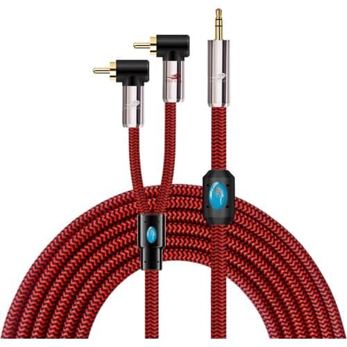 Mini Jack 3.5mm to 2 RCA Hi-Fi Audio Cable for PC Mobile Tablet Speaker 1/8" 3.5 to Dual Angle RCA Shielded Cable 1M 2M 3M 5M 8M