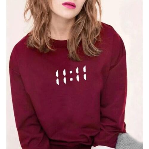 2021 Winter Autumn Fashion Crew Neck Pullover Sweatshirts Pullovers Tops Female Sweatshirt 11:11 Girl Woman Hoodies