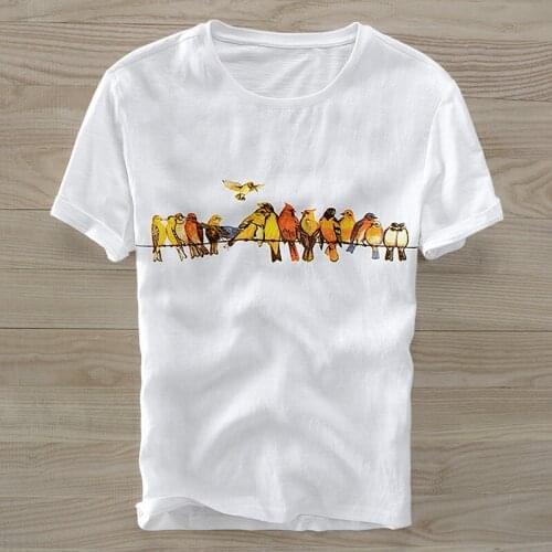 2021mens linen short-sleeved t-shirt round neck printed flax fabric loose t shirt men solid breathable tshirt men M-3XL