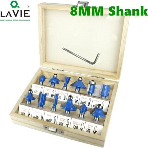 12pcs 8mm Router Bit Set Trimming Straight Milling Cutter for Wood Bits Tungsten Carbide Cutting Woodworking