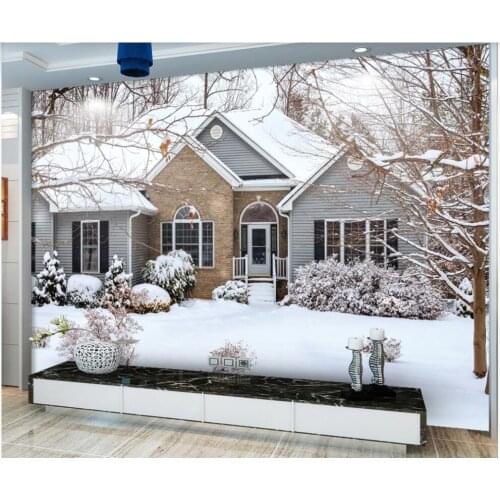 Custom mural 3d photo wallpaper European Village Winter Snowy House living room home decor wallpaper for wall 3 d in rolls