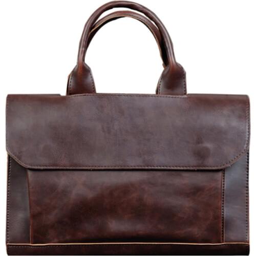 Mens briefcase bag mens PU leather laptop bag business tote for document office portable laptop shoulder bag