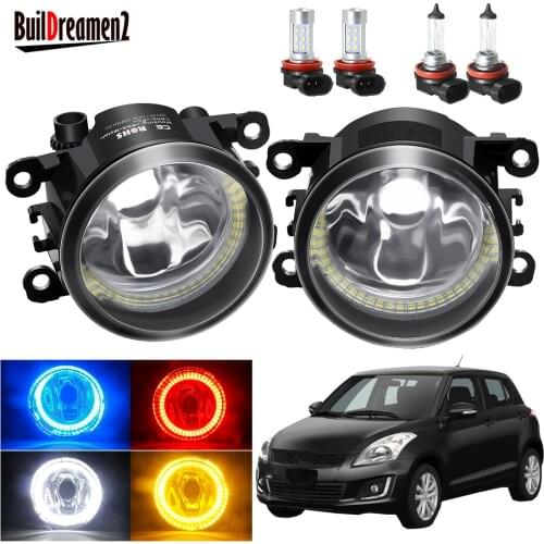 Angel Eye Fog Light Assembly For Suzuki Swift MZ EZ Hatchback 2005-2015 Car H11 Front Bumper Fog Lamp with Halo Ring DRL 20W 12V