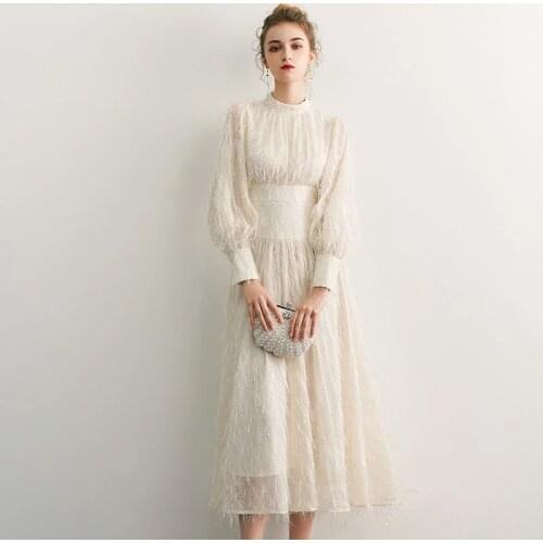 LUXIYIAO LO150 Luxury Evening Dresses Full Sleeve ELace Elegant Zipper Famous Designer Party Formal Dress