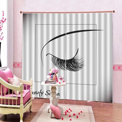Eyelash Print Curtains Geometry Print For Living Room Bedroom Curtains Girls Cute Eyes Blackout Window Drapes Decor Sets